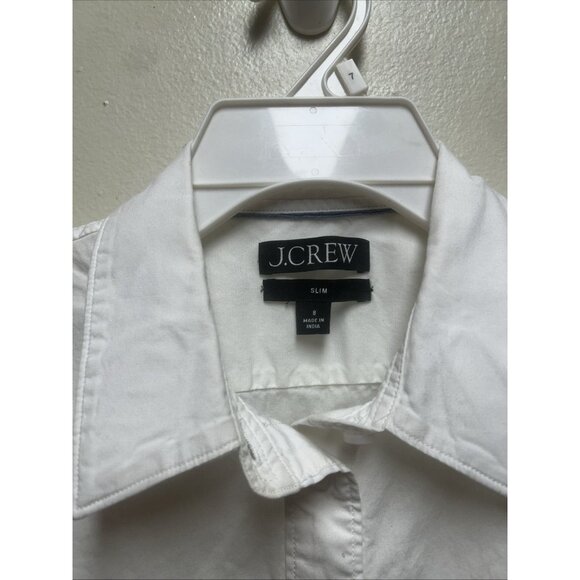 J.Crew Wren Slim Size 10 Shirt Stretch Cotton Poplin White Classic Minimalist - Picture 4 of 7